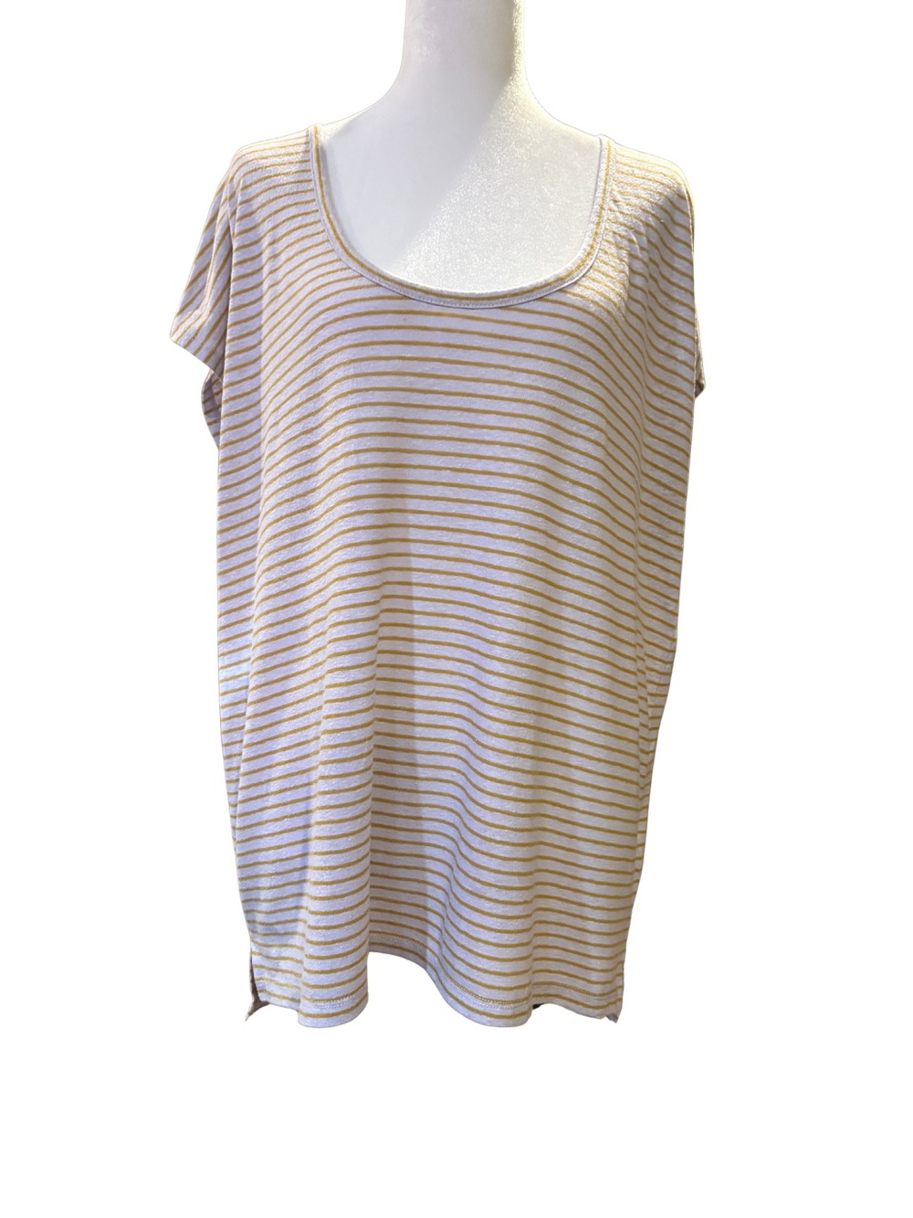 Madewell Scoop Neck Short Sleeve Striped Tee in Cream & Tan